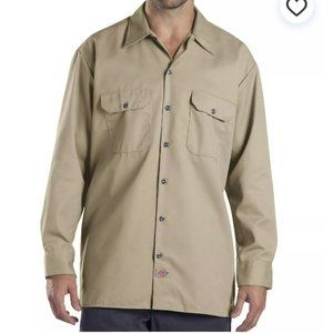 Dickies Men's Work Shirt Medium Original Fit Twill Long Sleeve Desert Sand Tan